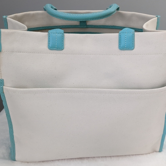 Tiffany & Co Jitney Tote. Authentic Tiffany large canvas & leather - Picture 2 of 4